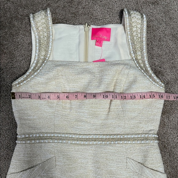 Lilly Pulitzer Dana Shift Dress in Gold Metallic Resort Boucle - Picture 10 of 11